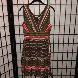 V neck fit and flare brown dress